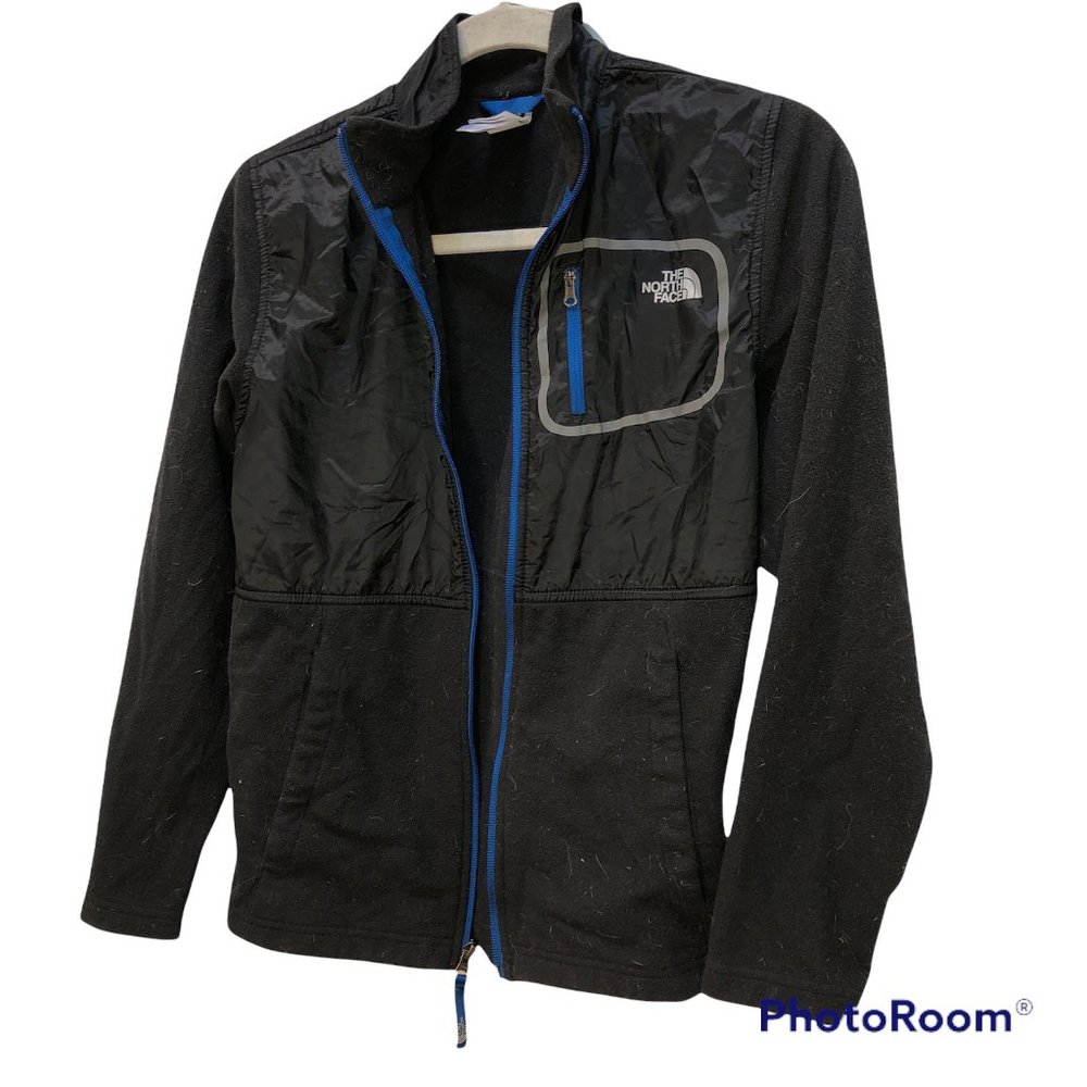 The North Face black blue trim lightweight shell boys jacket 14-26 L